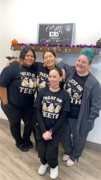 Picture of dental practice celebrating "Halfway to Halloween"