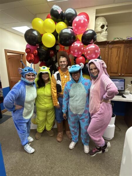 Picture of dental practice celebrating "Halfway to Halloween"