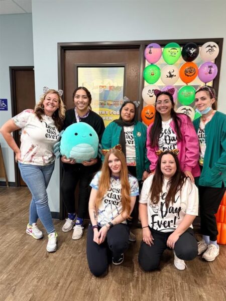 Picture of dental practice celebrating "Halfway to Halloween"