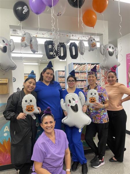 Picture of dental practice celebrating "Halfway to Halloween"