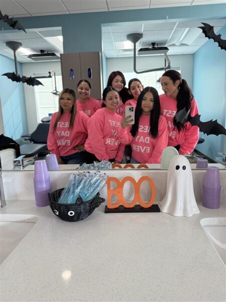 Picture of dental practice celebrating "Halfway to Halloween"